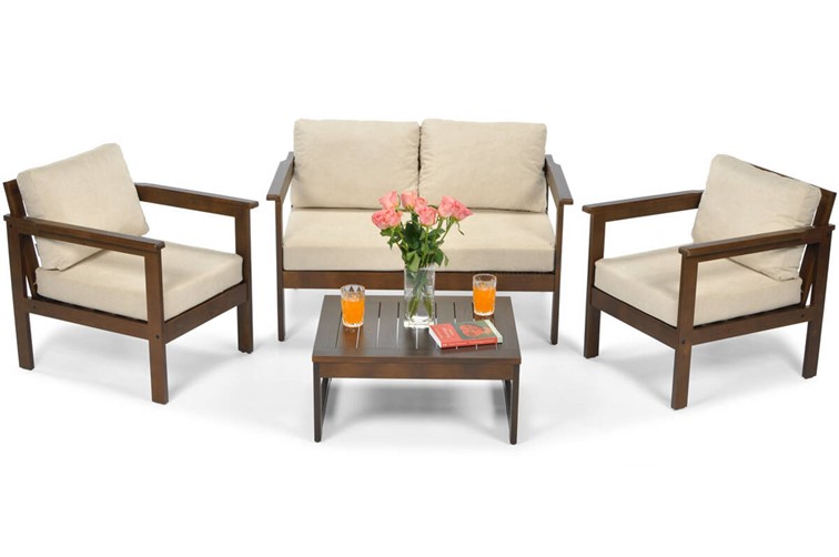 Zestaw Ogrodowy BELLA 4 Osobowy Brązowy/Beżowy