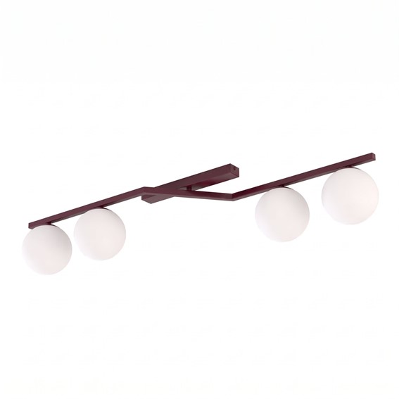 Lampa Sufitowa NATON 4 Burgundowy/Opal