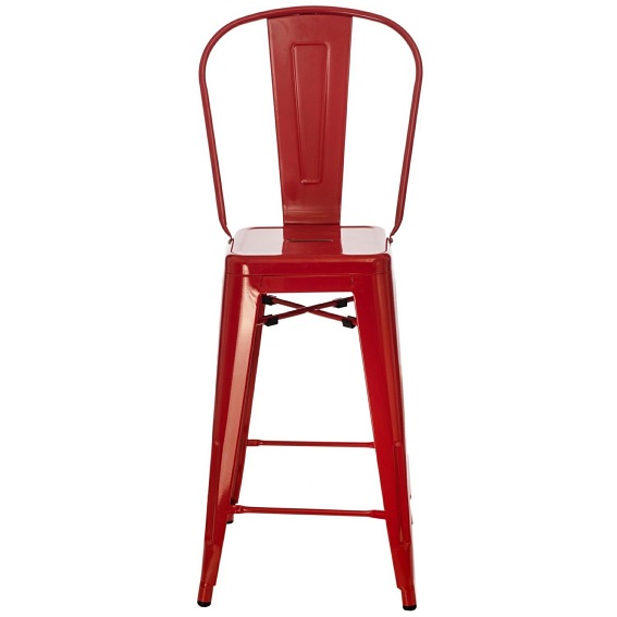 Stołek Barowy PARIS Back Czerwony Inspirowany Tolix