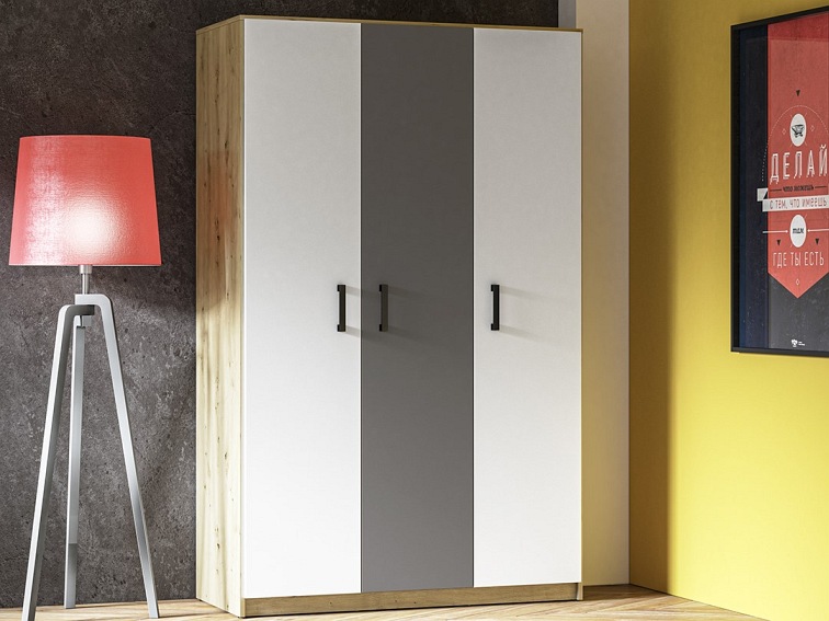 Szafa FINI 02 Biały/Szary/Dąb