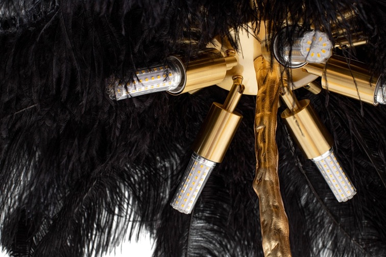 Lampa Podłogowa Tiffany 110x110x165 Złoty/Czarny