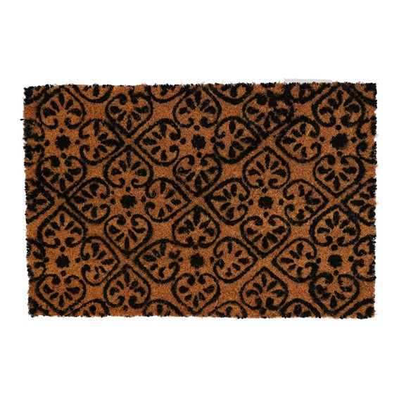 Wycieraczka Kokosowa SERDUSZKA 39x59cm Czarny/Brązowy