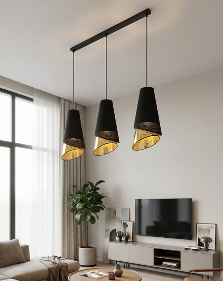 Lampa Wisząca MODA 3 Czarny/Złoty