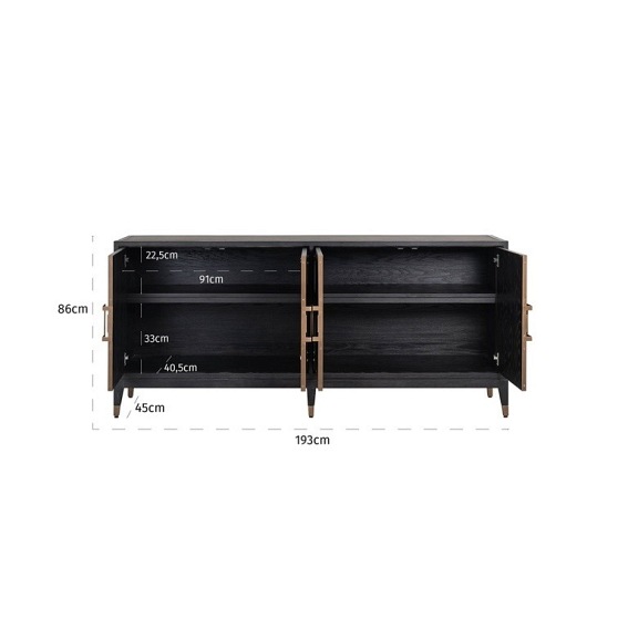 Komoda BLOOMINGVILLE Szary/Czarny/Złoty