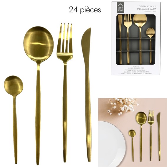 Zestaw Sztućców na 6 Osób GILDED Złoty