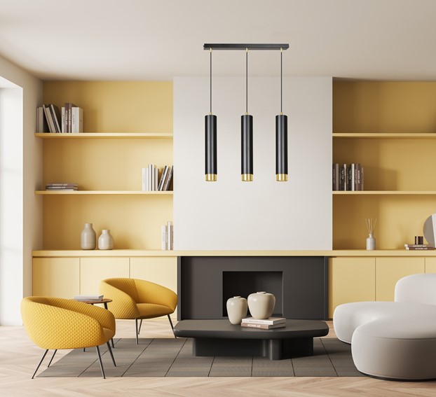 Lampa Wisząca KIBO 3 Czarny/Złoty