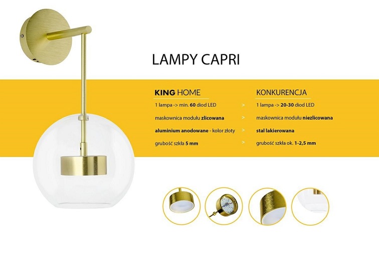 Lampa Ścienna Capri Wall 6 44x46x56 Złoty