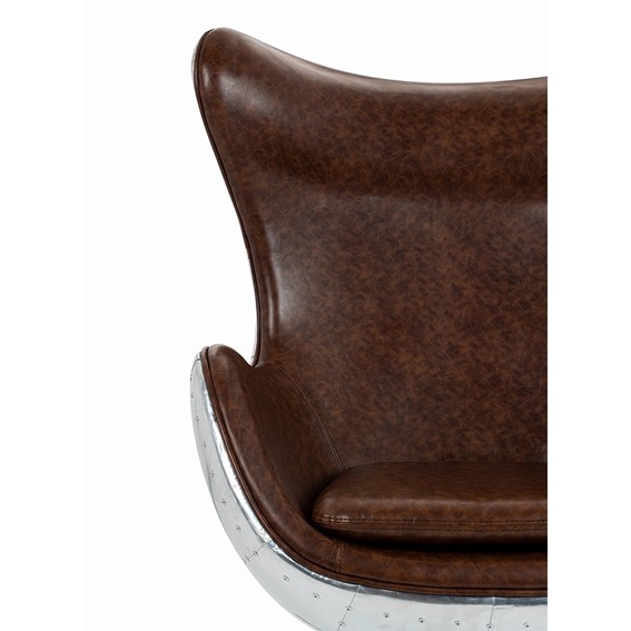 Fotel EGG AVIATOR PU Brązowy/Srebrny