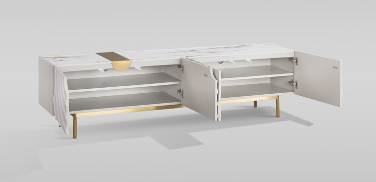 Komoda RTV STILIG ST320 Biały/Złoty