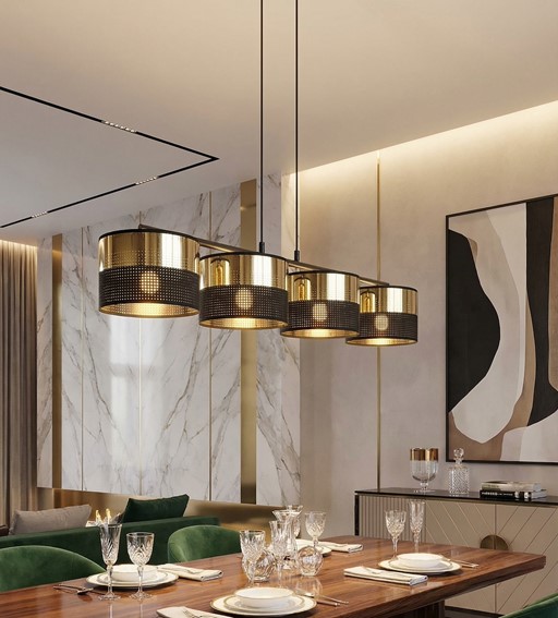 Lampa Wisząca LUX 4 Czarny/Złoty