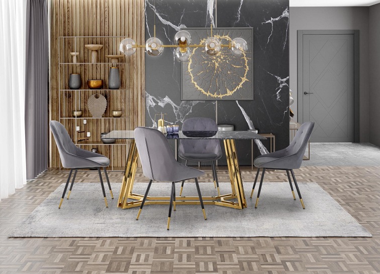 Stół KONAMI 160x90 Czarny/Złoty