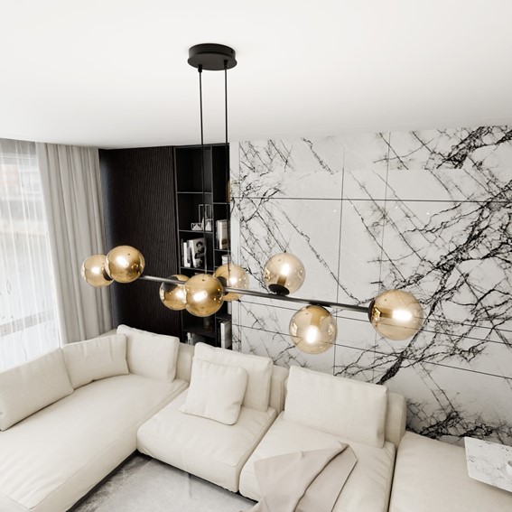 Lampa Wisząca ROSSI 8 Czarny/Miodowy