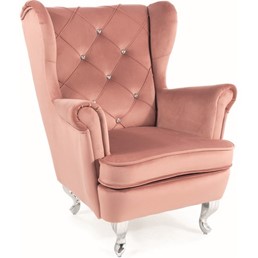 Fotel Dziecięcy LILI Velvet Srebrny/Róż Antyczna Bluvel 52