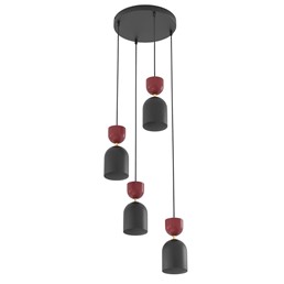 Lampa Wisząca GAUDI 4PREM Czarny/Burgundowy