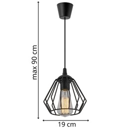 Lampa Wisząca Deo 1 90x19 Czarny
