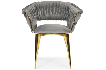 Krzesło IRIS LUX Welur Złoty/Szary