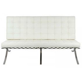 Sofa BARCELON Trzyosobowa Biała/Włoska Skóra Naturalna/Chrom