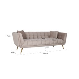 Sofa HUXLEY KHAKI - Beż/Złoty