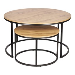 Zestaw 2 Stolików RUTH Fi80cm Czarny/Naturalny