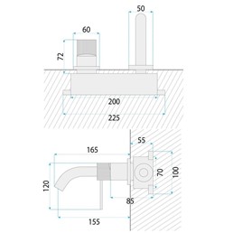 Bateria Umywalkowa Podtynkowa LUNGO STRIPE Złoty Szczotkowany