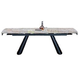 Stół Rozkładany VINCE (180-238)x90 Brązowy Marmur/Czarny