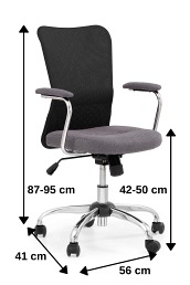 Fotel Młodzieżowy ANDY Popielaty/Czarny