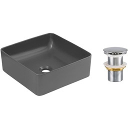 Zestaw Umywalkowy z Korkiem Click-Clack SLIM Szary Mat