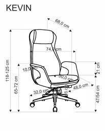 Fotel Gabinetowy KEVIN Popielaty/Srebrny