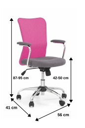 Fotel Młodzieżowy ANDY Popielaty/Różowy