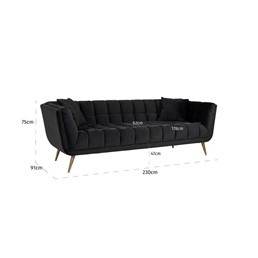 Sofa HUXLEY ANTRACIET - Czarny/Złoty
