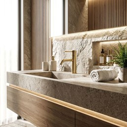 Bateria Umywalkowa Niska LUNGO DIAMOND Złoty Szczotkowany