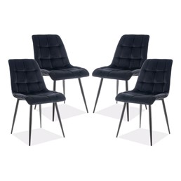 Zestaw 4x Krzesło CHIC Velvet Czarny/Czarny