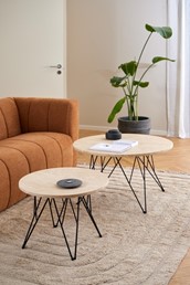 Stolik Kawowy PRUNUS fi80 Czarny/Trawertyn