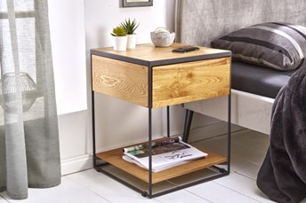 Stolik Nocny Scorpion 40x40cm Dąb/Czarny