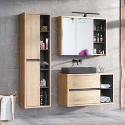 Zestaw Mebli Łazienkowych DV B UN.6275 A1 100cm Czarny/Dąb