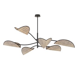 Lampa Sufitowa LOTUS 6 Czarny/Rattan