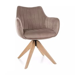 Krzesło AZALIA D Velvet Ciemny Beżowy/Dąb