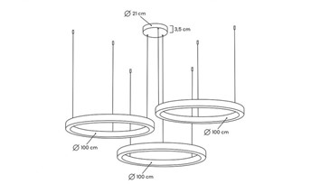 Lampa Wisząca RING 100/100/100 Złoty