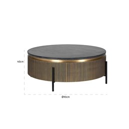 Stolik Kawowy IRONVILLE fi90 Czarny/Marmur