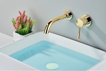 Bateria Umywalkowa Podtynkowa LUNGO LONG + Box Złoty