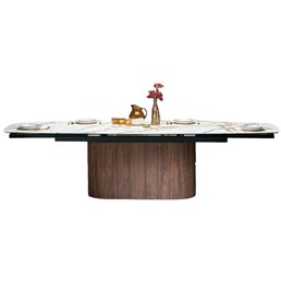 Stół Rozkładany FLAVOR (200-300)x100 Biały Marmur/Orzechowy