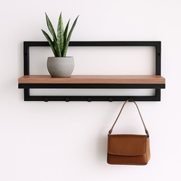 Wieszak/Półka KS-43 KEY HANGER Czarny/Dąb