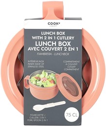 Okrągły Lunch Box Pomarańczowy Z Widelcem