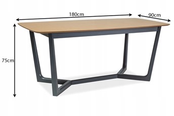 Stół DOSSIER II 180x90 Grafit/Dąb