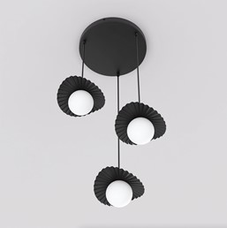 Lampa Wisząca FLORA 3PREM Czarny/Opal