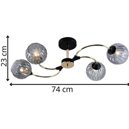 Żyrandol SKY 4 Czarny/Złoty/Niebieski