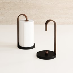 Stojak na Ręcznik Papierowy BELLWOOD Czarny/Orzech