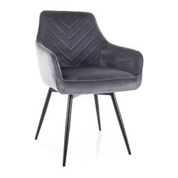 Krzesło SERVIO Velvet Szary/Czarny Mat