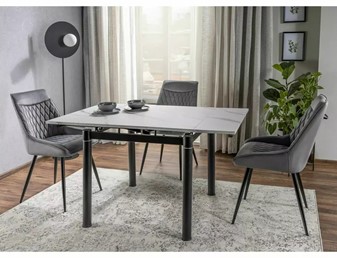 Stół Rozkładany GD-082 (80-131)x80 Biały Efekt Marmuru/Czarny Mat