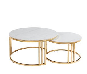 Ława L23-FX fi80 fi60 Biały Marmur/Złoty